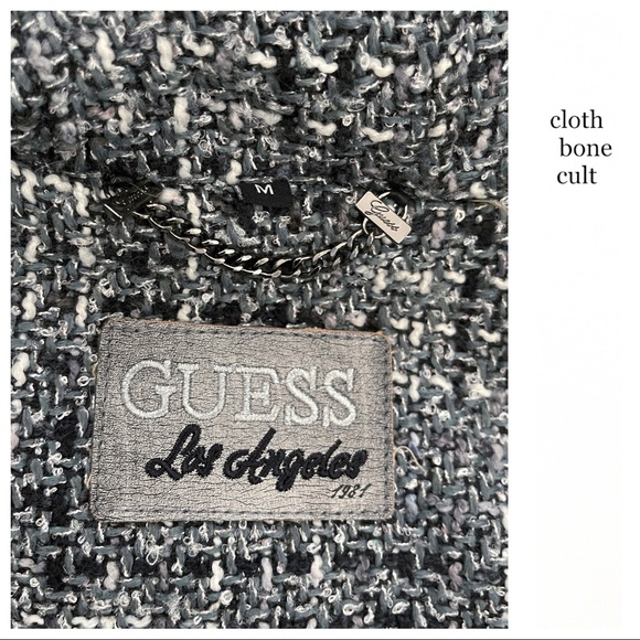 GUESS Woven Black & White Hooded COAT (EUC) - Picture 13 of 16